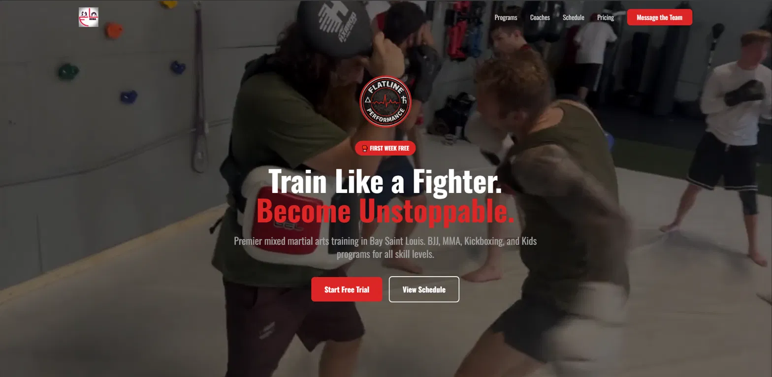 Flatline MMA website homepage